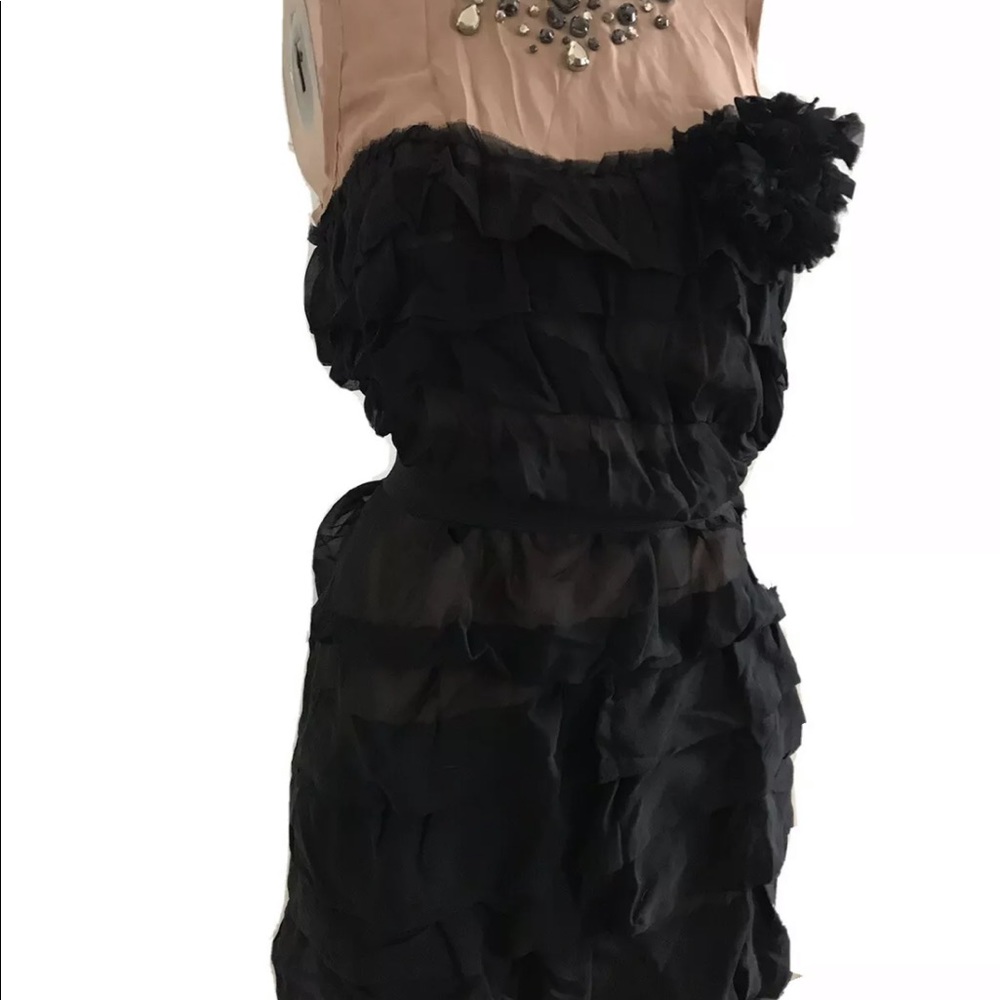 Lanvin two tone embellished chiffon dress